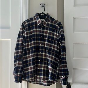 Barbour Navy Plaid Button Down Flannel Shirt